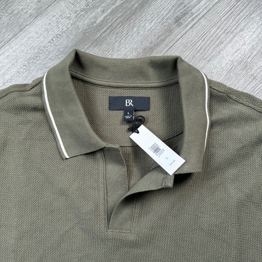 Banana Republic Olive Green Piped Polo Shirt Men's Large NWT